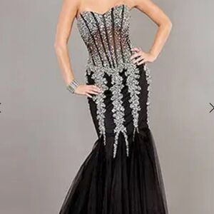 Jovani 5908 Size 6 Strapless Sweetheart Corset Bodice Mermaid Formal Dress Black